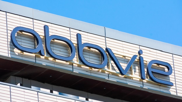 AbbVie sign, logo on headquarters facade of an American publicly traded biopharmaceutical company - South San Francisco, California, USA - 2021